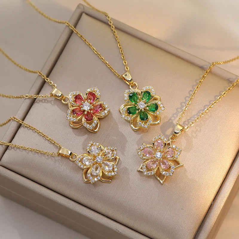 The Twirl Pendant — Rotating Flower Necklace
