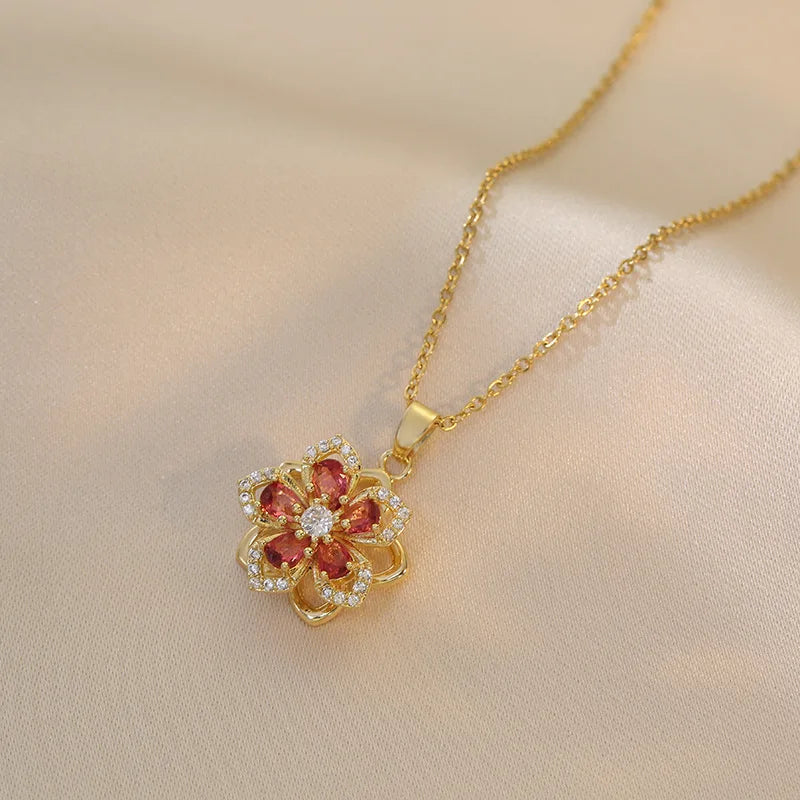 The Twirl Pendant — Rotating Flower Necklace
