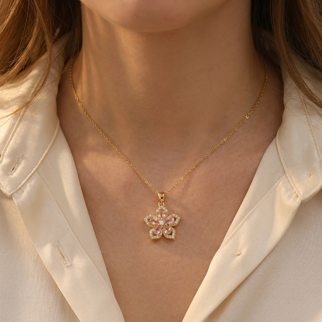 The Twirl Pendant — Rotating Flower Necklace